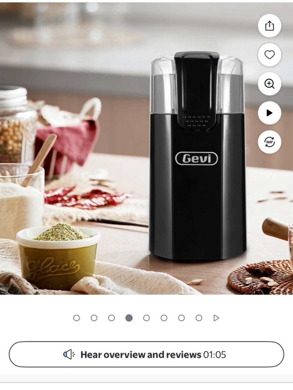Gevi Electric Coffee Grinder Black Stainless Steel Blade Grinder 12 Cup - Picture 4 of 9
